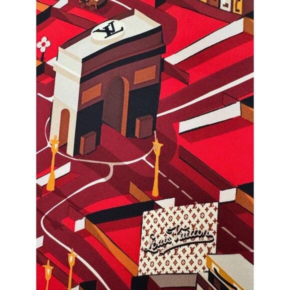 Louis Vuitton 90cm Silk Square Scarf in Red - Picture 9 of 9